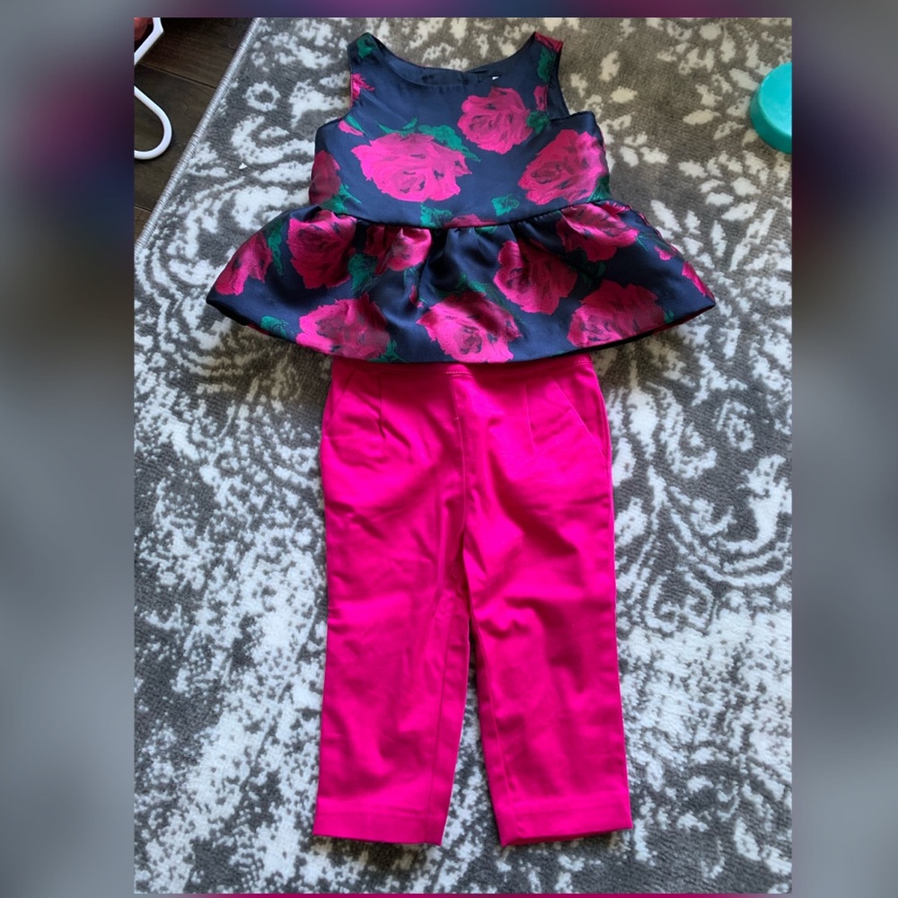 Rose peplum Top and Sateen Pants